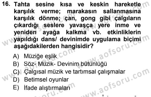 Okulöncesinde Yaratıcılık Dersi 2014 - 2015 Yılı (Final) Dönem Sonu Sınav Soruları 16. Soru