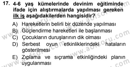 Okulöncesinde Yaratıcılık Dersi 2014 - 2015 Yılı (Final) Dönem Sonu Sınav Soruları 17. Soru