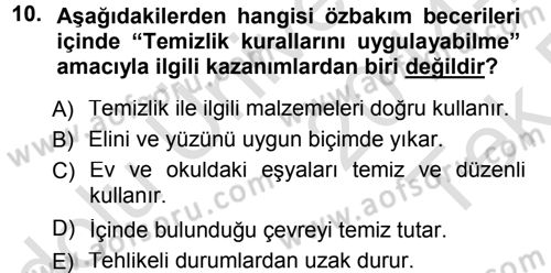 Okulöncesinde Yaratıcılık Dersi 2014 - 2015 Yılı Tek Ders Sınav Soruları 10. Soru