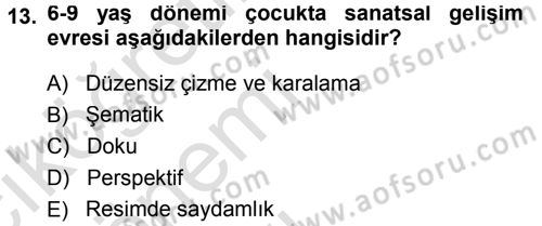 Okulöncesinde Yaratıcılık Dersi 2014 - 2015 Yılı Tek Ders Sınav Soruları 13. Soru