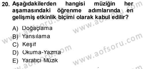 Okulöncesinde Yaratıcılık Dersi 2014 - 2015 Yılı Tek Ders Sınav Soruları 20. Soru