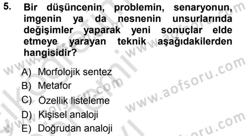 Okulöncesinde Yaratıcılık Dersi 2014 - 2015 Yılı Tek Ders Sınav Soruları 5. Soru