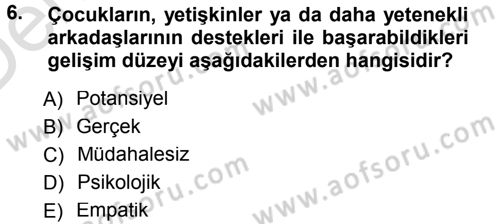 Okulöncesinde Yaratıcılık Dersi 2014 - 2015 Yılı Tek Ders Sınav Soruları 6. Soru