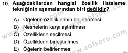 Okulöncesinde Yaratıcılık Dersi Ara Sınavı Deneme Sınav Soruları 10. Soru