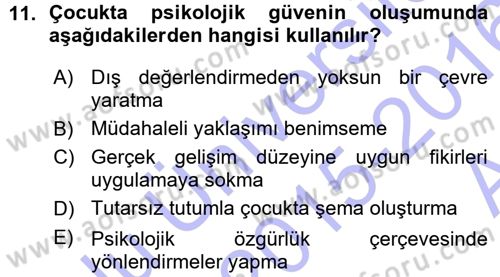 Okulöncesinde Yaratıcılık Dersi Ara Sınavı Deneme Sınav Soruları 11. Soru