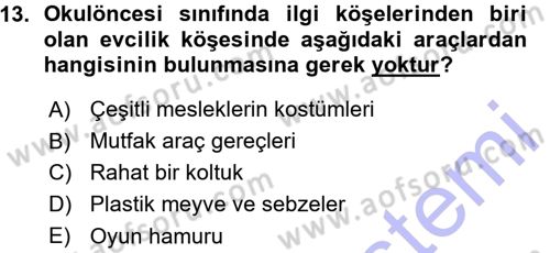 Okulöncesinde Yaratıcılık Dersi Ara Sınavı Deneme Sınav Soruları 13. Soru