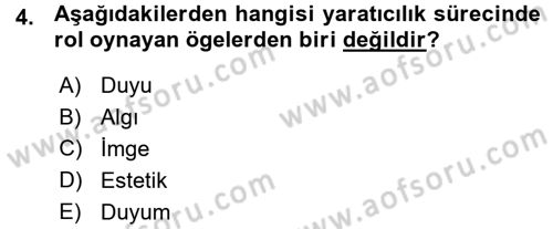 Okulöncesinde Yaratıcılık Dersi Ara Sınavı Deneme Sınav Soruları 4. Soru