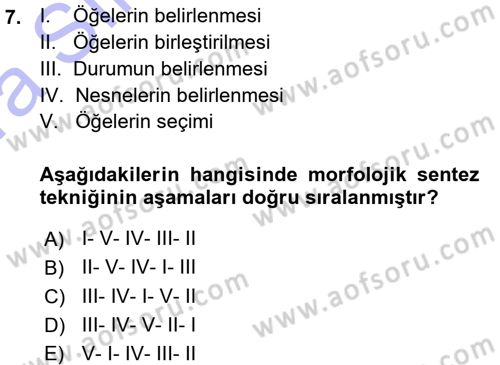 Okulöncesinde Yaratıcılık Dersi Ara Sınavı Deneme Sınav Soruları 7. Soru