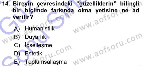 Okulöncesinde Yaratıcılık Dersi 2015 - 2016 Yılı (Final) Dönem Sonu Sınav Soruları 14. Soru