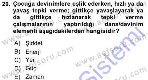 Okulöncesinde Yaratıcılık Dersi 2015 - 2016 Yılı (Final) Dönem Sonu Sınav Soruları 20. Soru