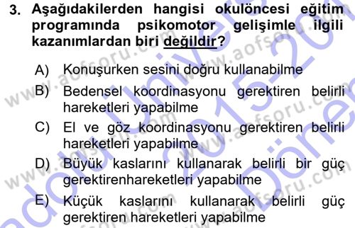 Okulöncesinde Yaratıcılık Dersi 2015 - 2016 Yılı (Final) Dönem Sonu Sınav Soruları 3. Soru