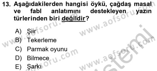 Okulöncesinde Yaratıcılık Dersi 2016 - 2017 Yılı 3 Ders Sınav Soruları 13. Soru