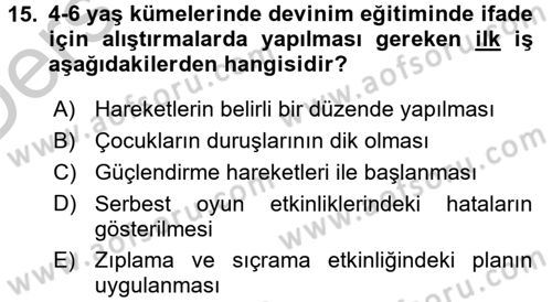 Okulöncesinde Yaratıcılık Dersi 2016 - 2017 Yılı 3 Ders Sınav Soruları 15. Soru