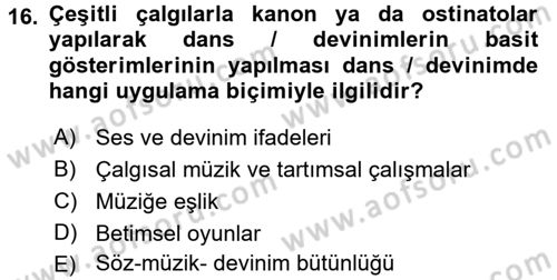 Okulöncesinde Yaratıcılık Dersi 2016 - 2017 Yılı 3 Ders Sınav Soruları 16. Soru