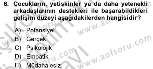 Okulöncesinde Yaratıcılık Dersi 2016 - 2017 Yılı 3 Ders Sınav Soruları 6. Soru