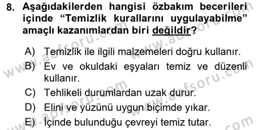 Okulöncesinde Yaratıcılık Dersi 2016 - 2017 Yılı 3 Ders Sınav Soruları 8. Soru