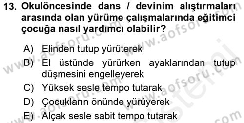 Okulöncesinde Yaratıcılık Dersi 2016 - 2017 Yılı (Final) Dönem Sonu Sınavı 13. Soru