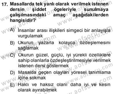 Okulöncesinde Çocuk Edebiyatı Dersi 2012 - 2013 Yılı (Vize) Ara Sınav Soruları 17. Soru