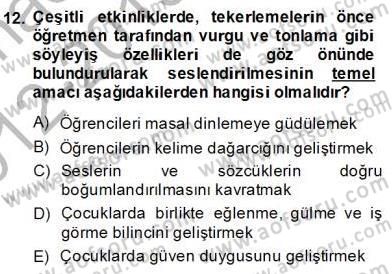 Okulöncesinde Çocuk Edebiyatı Dersi 2012 - 2013 Yılı (Final) Dönem Sonu Sınav Soruları 12. Soru