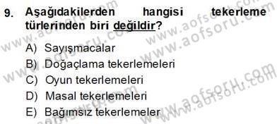 Okulöncesinde Çocuk Edebiyatı Dersi 2012 - 2013 Yılı (Final) Dönem Sonu Sınav Soruları 9. Soru