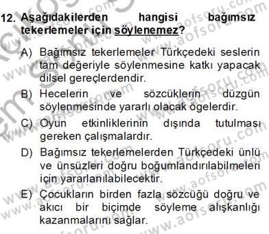 Okulöncesinde Çocuk Edebiyatı Dersi 2013 - 2014 Yılı (Final) Dönem Sonu Sınav Soruları 12. Soru