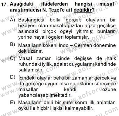 Okulöncesinde Çocuk Edebiyatı Dersi 2014 - 2015 Yılı (Vize) Ara Sınav Soruları 17. Soru