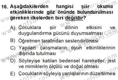Okulöncesinde Çocuk Edebiyatı Dersi 2014 - 2015 Yılı (Final) Dönem Sonu Sınav Soruları 16. Soru