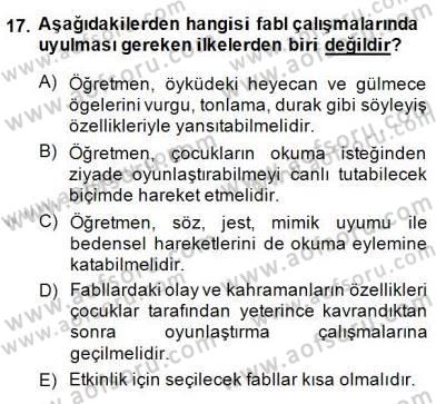 Okulöncesinde Çocuk Edebiyatı Dersi 2014 - 2015 Yılı (Final) Dönem Sonu Sınav Soruları 17. Soru