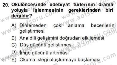 Okulöncesinde Çocuk Edebiyatı Dersi 2014 - 2015 Yılı (Final) Dönem Sonu Sınav Soruları 20. Soru