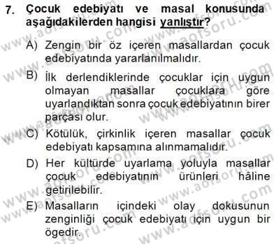 Okulöncesinde Çocuk Edebiyatı Dersi 2014 - 2015 Yılı (Final) Dönem Sonu Sınav Soruları 7. Soru
