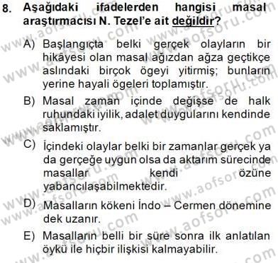 Okulöncesinde Çocuk Edebiyatı Dersi 2014 - 2015 Yılı (Final) Dönem Sonu Sınav Soruları 8. Soru
