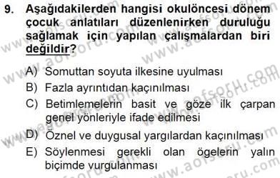 Okulöncesinde Çocuk Edebiyatı Dersi 2014 - 2015 Yılı (Final) Dönem Sonu Sınav Soruları 9. Soru