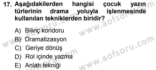 Okulöncesinde Drama Dersi 2012 - 2013 Yılı (Final) Dönem Sonu Sınav Soruları 17. Soru