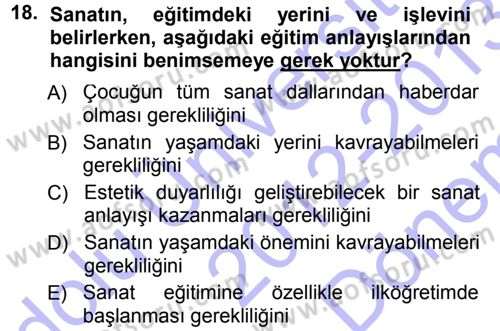 Okulöncesinde Drama Dersi 2012 - 2013 Yılı (Final) Dönem Sonu Sınav Soruları 18. Soru