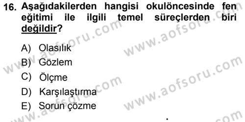 Okulöncesinde Drama Dersi 2013 - 2014 Yılı (Final) Dönem Sonu Sınav Soruları 16. Soru