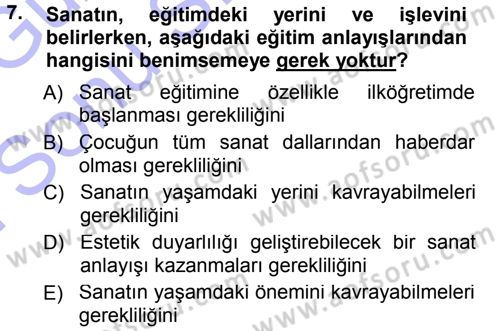 Okulöncesinde Drama Dersi 2013 - 2014 Yılı (Final) Dönem Sonu Sınav Soruları 7. Soru