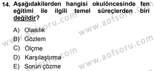 Okulöncesinde Drama Dersi 2014 - 2015 Yılı (Final) Dönem Sonu Sınavı 14. Soru