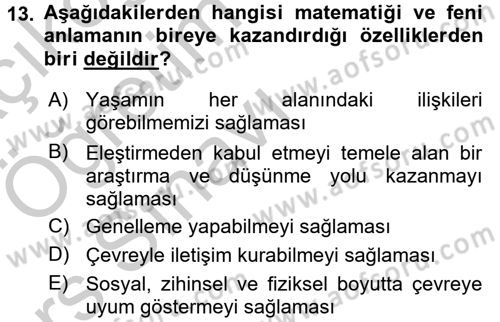 Okulöncesinde Drama Dersi 2016 - 2017 Yılı 3 Ders Sınav Soruları 13. Soru