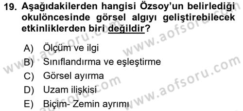 Okulöncesinde Drama Dersi 2016 - 2017 Yılı 3 Ders Sınav Soruları 19. Soru