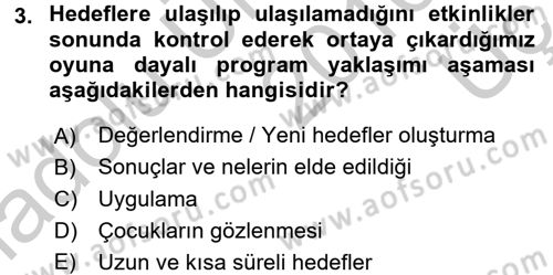 Okulöncesinde Drama Dersi 2016 - 2017 Yılı 3 Ders Sınav Soruları 3. Soru
