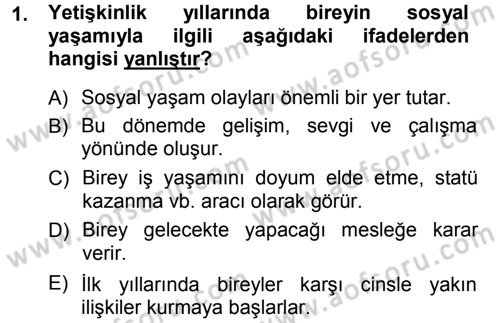 Anne Baba Eğitimi Dersi Ara Sınavı Deneme Sınav Soruları 1. Soru