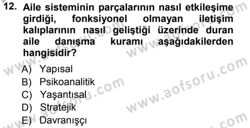 Anne Baba Eğitimi Dersi Ara Sınavı Deneme Sınav Soruları 12. Soru