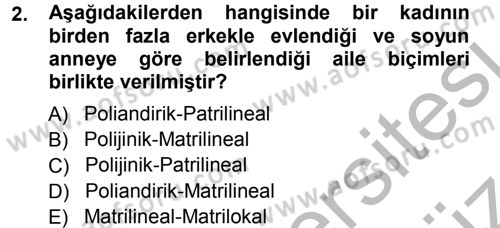 Anne Baba Eğitimi Dersi Ara Sınavı Deneme Sınav Soruları 2. Soru