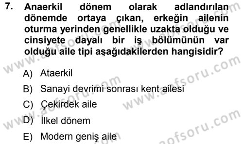 Anne Baba Eğitimi Dersi Ara Sınavı Deneme Sınav Soruları 7. Soru