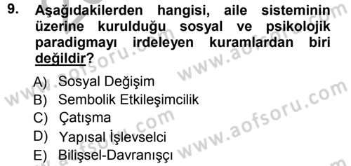Anne Baba Eğitimi Dersi Ara Sınavı Deneme Sınav Soruları 9. Soru