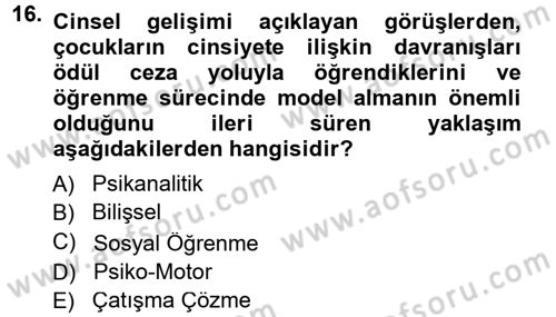 Anne Baba Eğitimi Dersi 2012 - 2013 Yılı (Final) Dönem Sonu Sınav Soruları 16. Soru