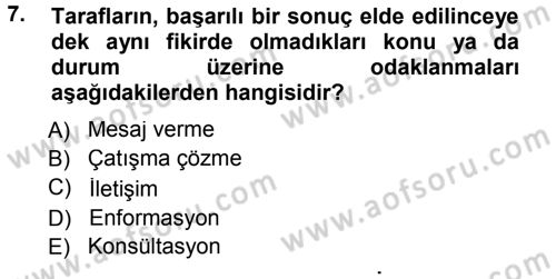 Anne Baba Eğitimi Dersi 2012 - 2013 Yılı (Final) Dönem Sonu Sınav Soruları 7. Soru