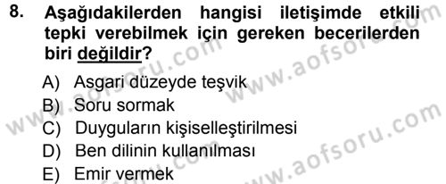Anne Baba Eğitimi Dersi 2012 - 2013 Yılı (Final) Dönem Sonu Sınav Soruları 8. Soru