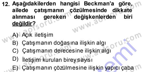Anne Baba Eğitimi Dersi Ara Sınavı Deneme Sınav Soruları 12. Soru