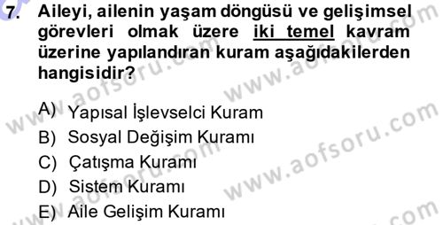 Anne Baba Eğitimi Dersi 2013 - 2014 Yılı (Vize) Ara Sınav Soruları 7. Soru